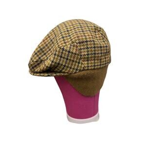 VTG Paul Stuart News Paperboy Cap L 7 1/4 100% Wool hounds tooth Italy Hat